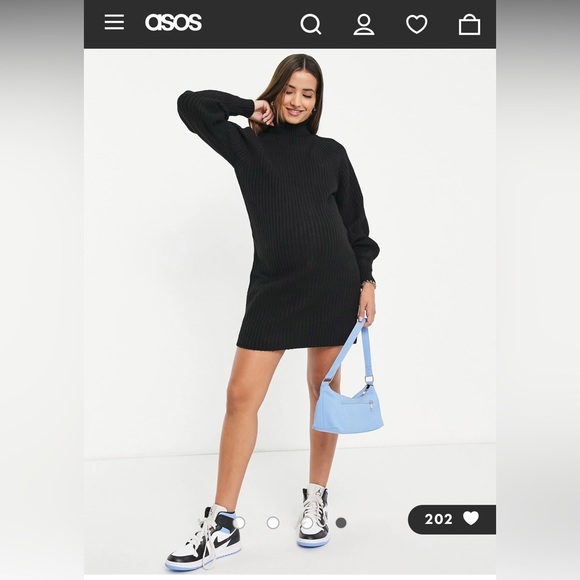 🎉HP🎉 ASOS - Missguided Maternity tuck sleeve sweater midi dress in black - Picture 4 of 7